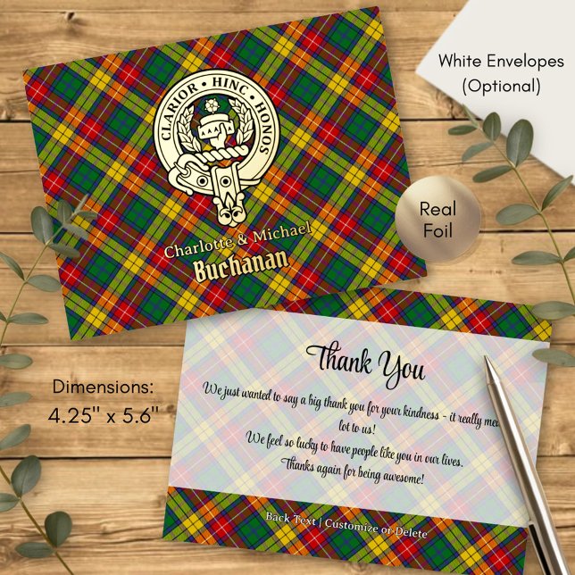 Carte Postale D'invitation À Feuilles D'aluminium Clan Buchanan Crest over Tartan (Créateur téléchargé)