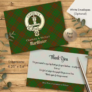 Carte Postale D'invitation À Feuilles D'aluminium Clan MacAlister de Glenbarr Crête sur Chasse