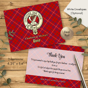 Carte Postale D'invitation À Feuilles D'aluminium Clan Rose Crête sur Tartan