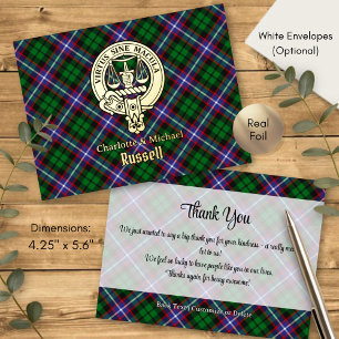 Carte Postale D'invitation À Feuilles D'aluminium Clan Russell Crête sur Tartan