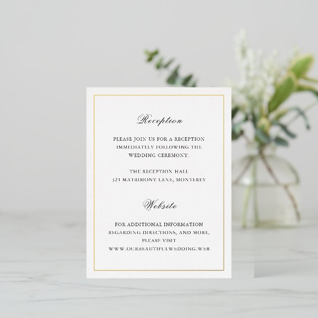 Carte Postale D'invitation À Feuilles D'aluminium Classic Timeless Wedding Foil Enclosure Card (Debout devant)