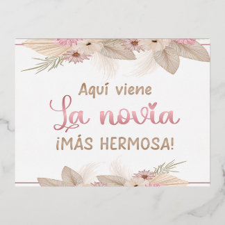 Carte Postale D'invitation À Feuilles D'aluminium Crea el tuyo propio 4.25" x 5.6" Postal con reliev