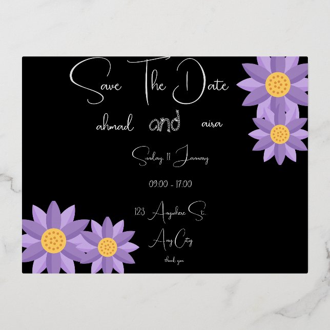 Carte Postale D'invitation À Feuilles D'aluminium Créez Votre Propre Carte d'Invitation en Feuille d (Recto)