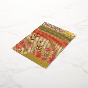 Carte Postale D'invitation À Feuilles D'aluminium Design de tissu complexe avec motifs floraux