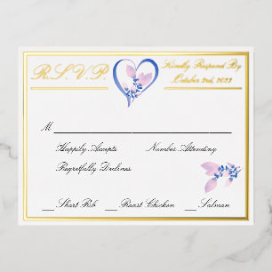 Carte Postale D'invitation À Feuilles D'aluminium Élégant floral blanc RSVP mariage or