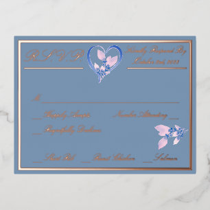 Carte Postale D'invitation À Feuilles D'aluminium Élégant floral blanc RSVP Rose Gold mariage