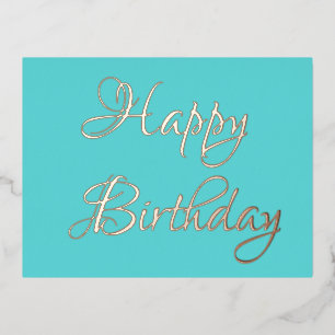 Carte Postale D'invitation À Feuilles D'aluminium Elégant Gold Joyeux anniversaire