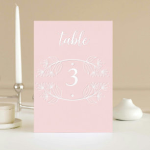 Carte Postale D'invitation À Feuilles D'aluminium Élégant Mariage de calligraphie rose Numéro de tab