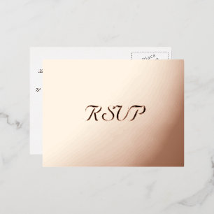 Carte Postale D'invitation À Feuilles D'aluminium Élégant Rose Gold Party Mariage réponse RSVP