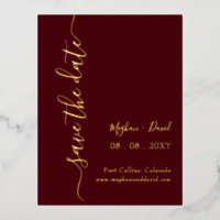 Élégante Bourgogne manuscrite Enregistrer la date