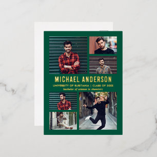 Carte Postale D'invitation À Feuilles D'aluminium Émeraude   6 Diplôme de tableau de bord photo