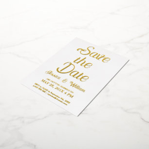 Carte Postale D'invitation À Feuilles D'aluminium Enregistrez la date Design de typographie moderne