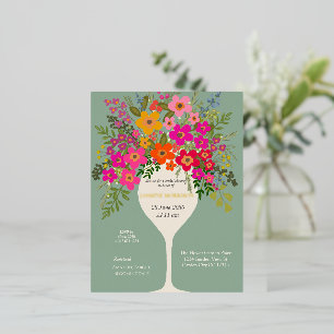 Carte Postale D'invitation À Feuilles D'aluminium Fête des mariées en verre de Brunch Floral