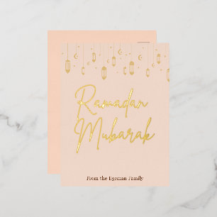 Carte Postale D'invitation À Feuilles D'aluminium Feuille d'or pressée Ramadan Moubarak Ramadan