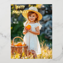 Fille avec panier Citrouille Halloween