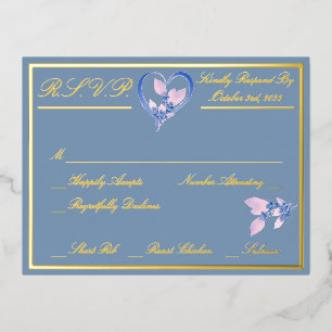 Carte Postale D'invitation À Feuilles D'aluminium Floral Elegant Blanc Mariage RSVP Gold