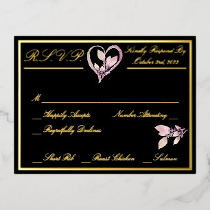 Carte Postale D'invitation À Feuilles D'aluminium Floral Elegant Blanc Mariage RSVP Gold
