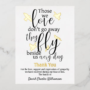 Carte Postale D'invitation À Feuilles D'aluminium Funérailles Du Merci D'Oiseaux Voler À Côté De Nou