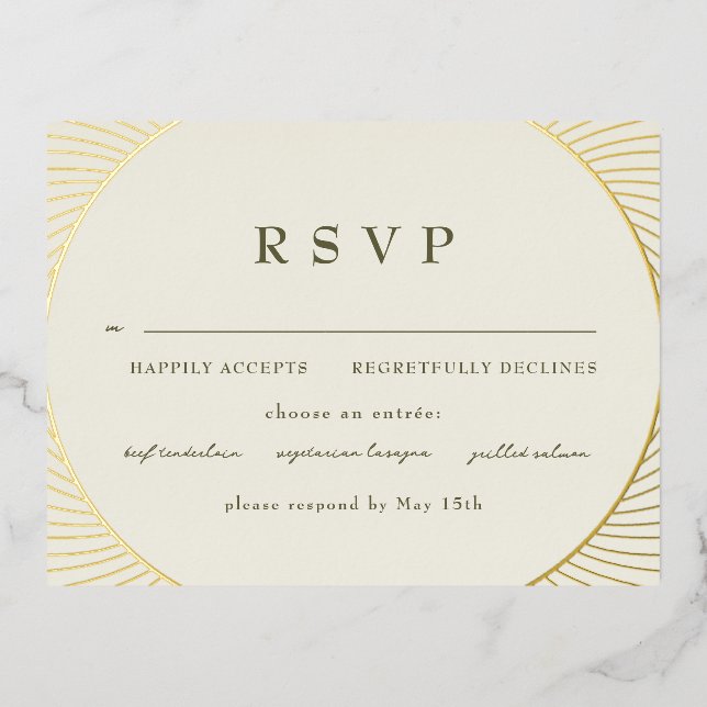 Carte Postale D'invitation À Feuilles D'aluminium Gold Byzantine RSVP (Recto)