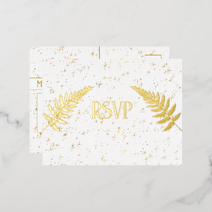Carte Postale D'invitation À Feuilles D'aluminium Gold Stars et Gold Foil RSVP