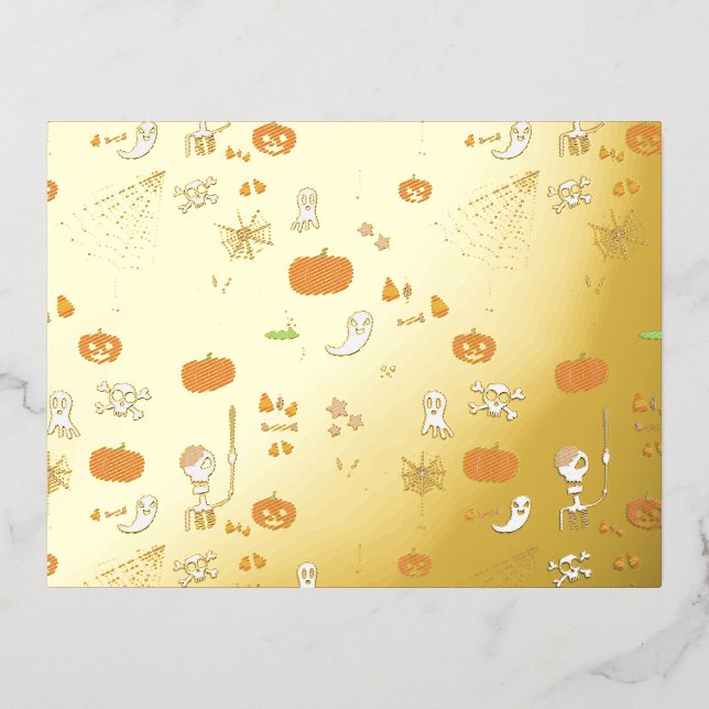 Carte Postale D'invitation À Feuilles D'aluminium Halloween (Recto)