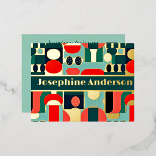 Carte Postale D'invitation À Feuilles D'aluminium Impression nordique Abstraite sur Aqua Green