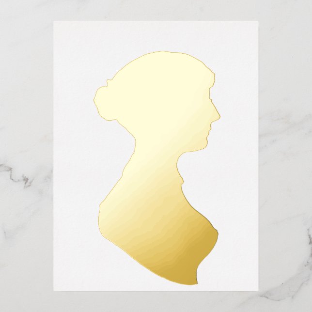 Carte Postale D'invitation À Feuilles D'aluminium Jane Austen (Recto)