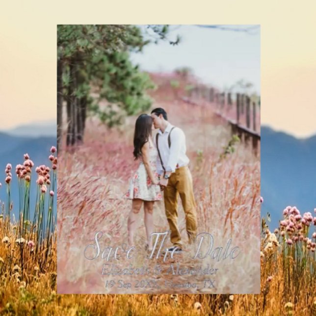 Carte Postale D'invitation À Feuilles D'aluminium Jardin Pays Enregistrer La Date (Créateur téléchargé)