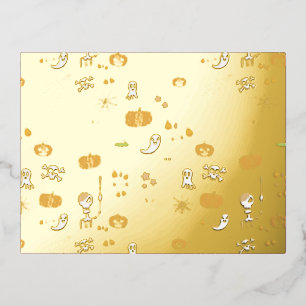 Carte Postale D'invitation À Feuilles D'aluminium Jolie Halloween créatif et effrayant