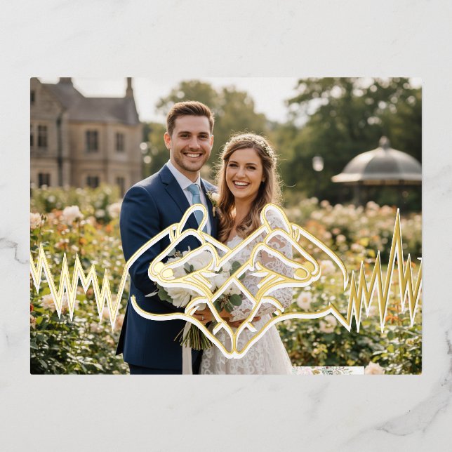 Carte Postale D'invitation À Feuilles D'aluminium love (Recto)