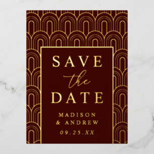 Carte Postale D'invitation À Feuilles D'aluminium Mariage Arch Déco moderne Enregistrer la date