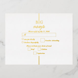 Carte Postale D'invitation À Feuilles D'aluminium Mariage de Monogramme de Real Gold Foil RSVP