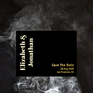 Carte Postale D'invitation À Feuilles D'aluminium Mariage minimaliste Typographie Enregistrer La Dat