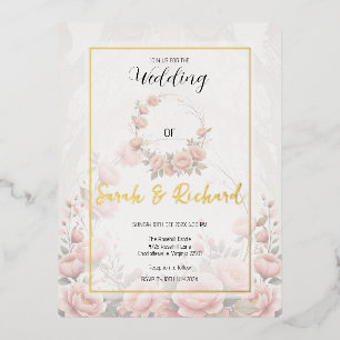 Carte Postale D'invitation À Feuilles D'aluminium Mariage romantique dans un jardin de papier floral
