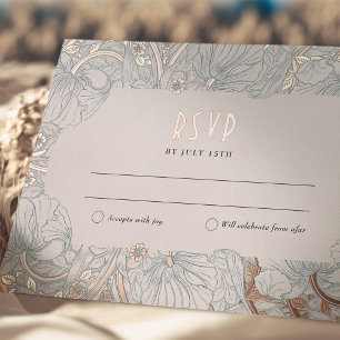 Carte Postale D'invitation À Feuilles D'aluminium Mariage RSVP Insérer Pimpernel victorien