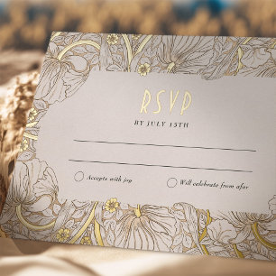 Carte Postale D'invitation À Feuilles D'aluminium Mariage RSVP Insérer Pimpernel victorien