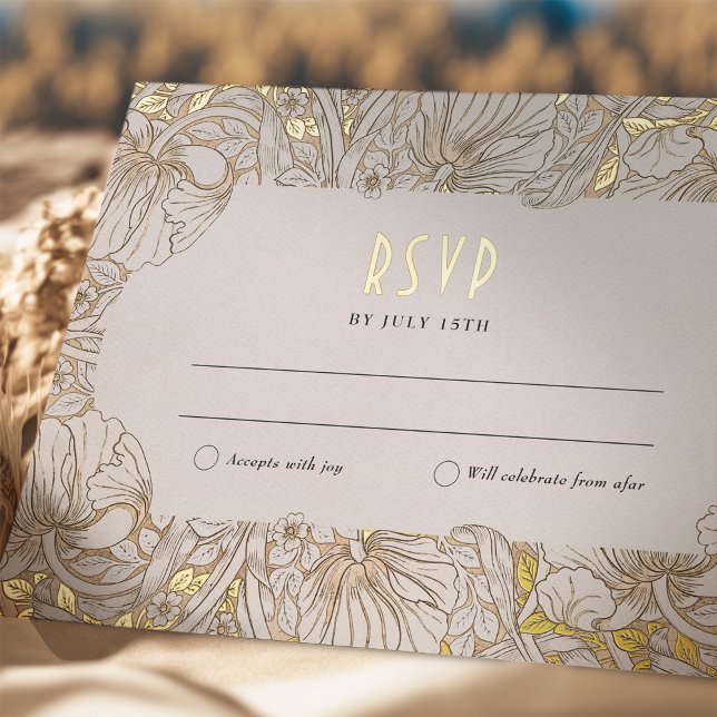 Carte Postale D'invitation À Feuilles D'aluminium Mariage RSVP Insérer Pimpernel victorien (Créateur téléchargé)