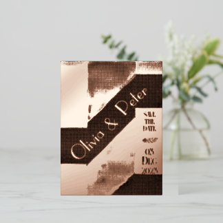 Carte Postale D'invitation À Feuilles D'aluminium Mariage simple personnalisé