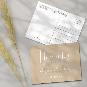 Carte Postale D'invitation À Feuilles D'aluminium Merci D'Avoir Célébré Avec Nous ! Merci mariage