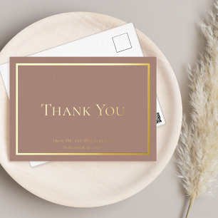 Carte Postale D'invitation À Feuilles D'aluminium Merci Mariage minimaliste simple et élégant