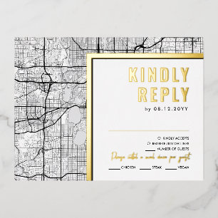 Carte Postale D'invitation À Feuilles D'aluminium Minneapolis, Minnesota Love Locator   Réponse RSVP