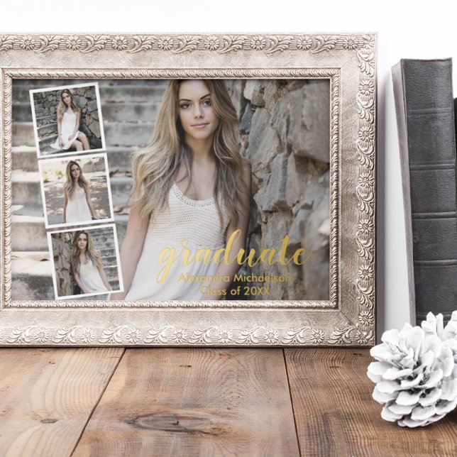 Carte Postale D'invitation À Feuilles D'aluminium Moderne 4 - Diplôme photo (Créateur téléchargé)