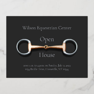 Carte Postale D'invitation À Feuilles D'aluminium Mors de filet à branches arrondies Entreprise éque