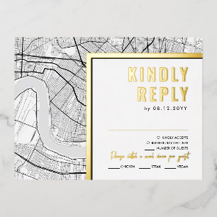 Carte Postale D'invitation À Feuilles D'aluminium Nouvelle-Orléans, Louisiane Love Locator   Réponse