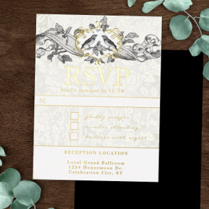 Carte Postale D'invitation À Feuilles D'aluminium Oiseaux de l'amour feuille de chêne défilement mar