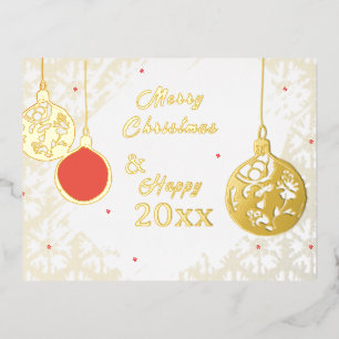 Carte Postale D'invitation À Feuilles D'aluminium Ornements de fête élégants en dorure pour Noël