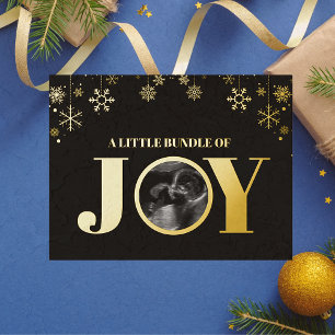 Carte Postale D'invitation À Feuilles D'aluminium Petit paquet de Joy Ultrasound Photo Noël