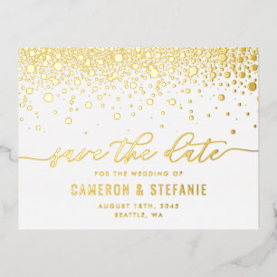 Carte Postale D'invitation À Feuilles D'aluminium Pots Confetti modernes Gold Foil Enregistrer la da
