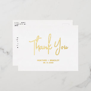 Carte Postale D'invitation À Feuilles D'aluminium Remerciement de mariage moderne minimaliste