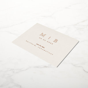 Carte Postale D'invitation À Feuilles D'aluminium Rose Gold Monogramme mariage Enregistrer la date